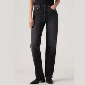 Levi's Black High Rise Ribcage Straight Full Length Jeans